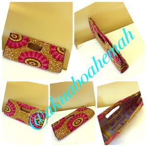 Ankara/African print fabric clutch w/ snap closure